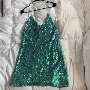 green sequin dress